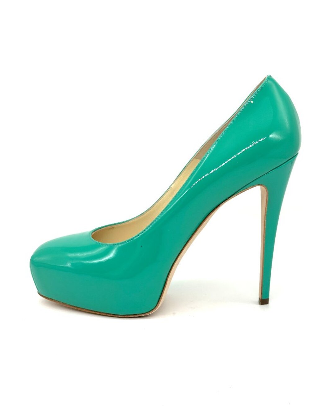 Brian Atwood MANIAC Patent Leather Platform Pumps Heels Shoes Azzure